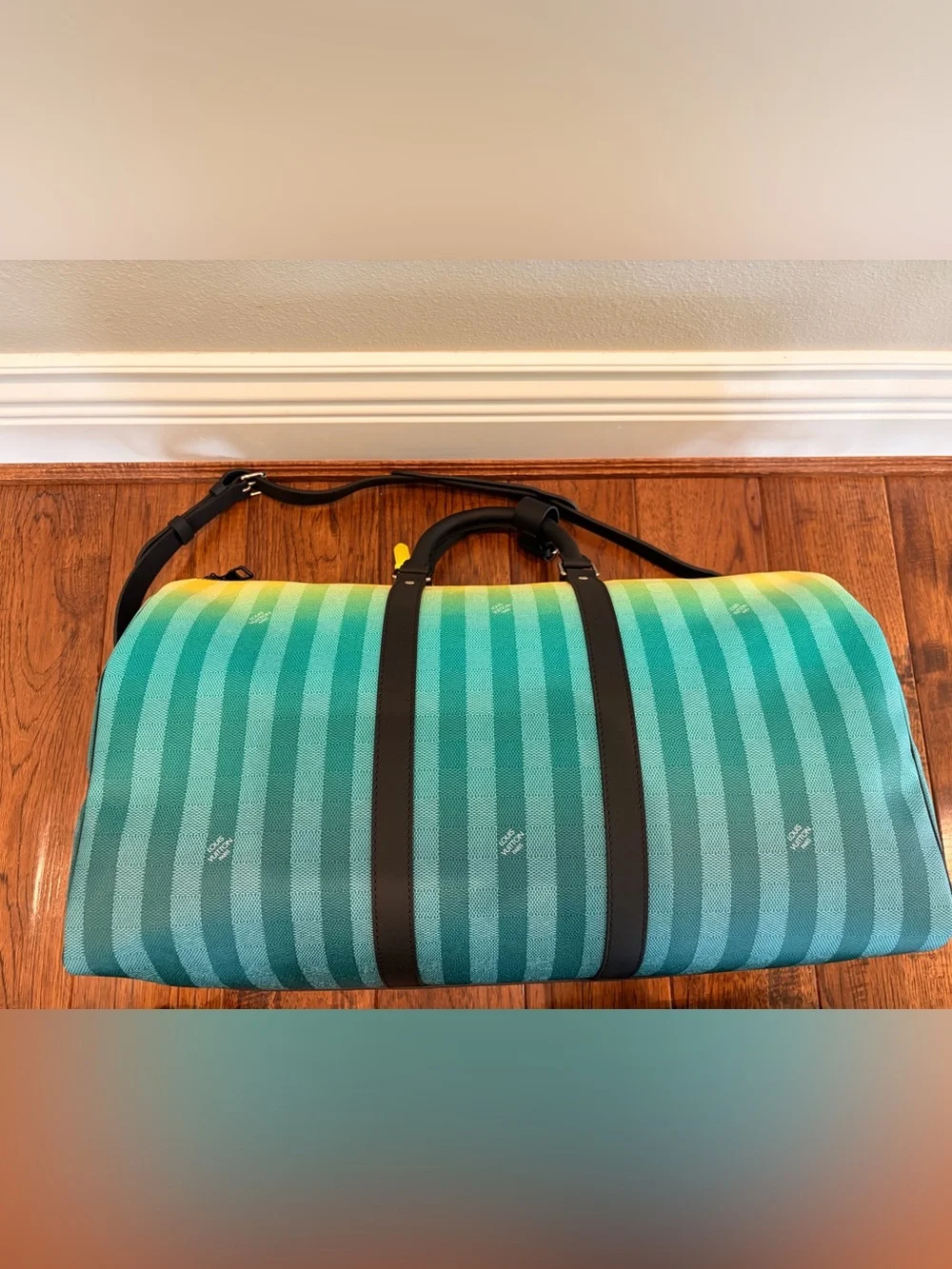 Louis Vuitton Keepall Bandoulière 50 Damier Stripes Gradient Green Virgil Abloh